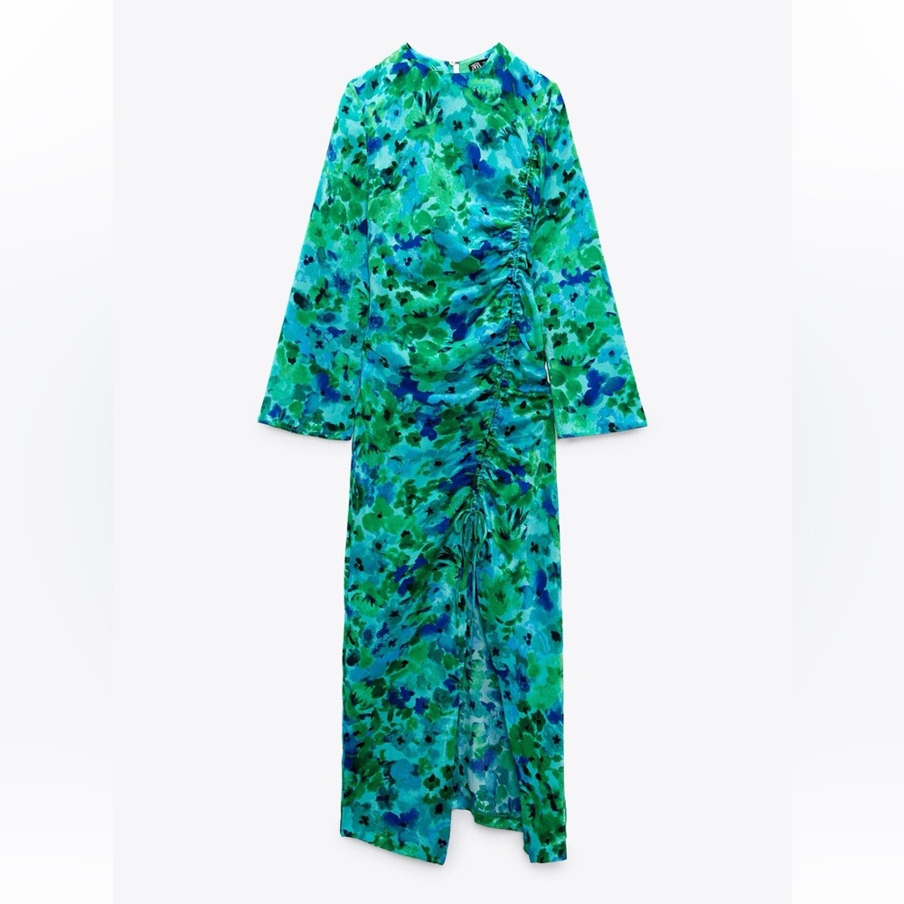 Zara Blue and Green Patterned Maxi Dress